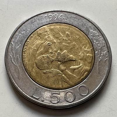 🌹外币初藏🌹🐯2025年第86场  每周二四六晚8️⃣点 接代拍 - 圣马力诺1994年500里拉