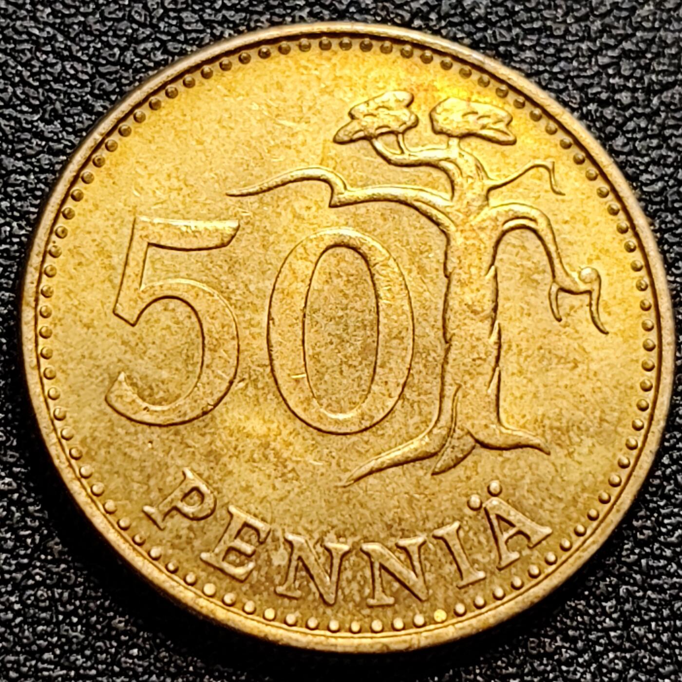 泉币菌-第77场-散币乐园场 1976年 芬兰50芬尼铜币 持剑狮子 25mm