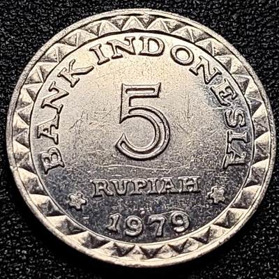 泉币菌-第77场-散币乐园场 印度尼西亚1979年 小版5卢比 计划生育 纪念币 铝币 