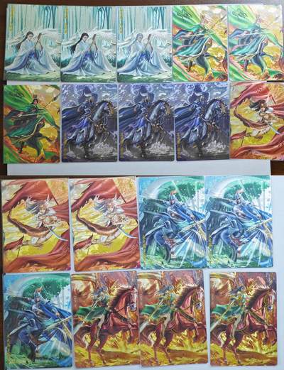 白泽拍卖卡牌手绘专场第22期中福卡展专场(离离暑云散，袅袅凉风起) - 2025 轩辕春秋 锦绣三国 散卡18张  粗闪