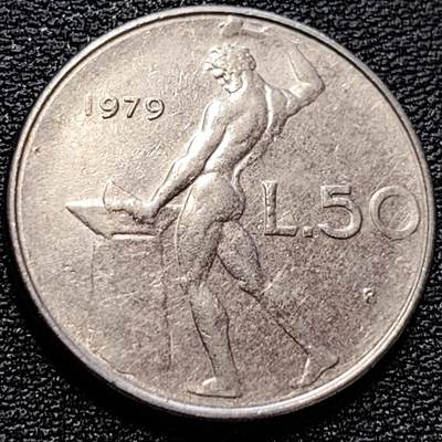 泉币菌-第78场-各国散币场 - 意大利 1979年 50里拉 锻冶之神 伍尔坎 24mm