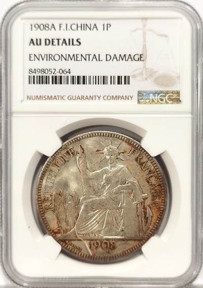 博洋堂世界钱币拍卖第134期（全场包邮） - NGC AUD 1908法属印支坐洋，一线户家出来的原汁原味滴水未下，原味带光带彩