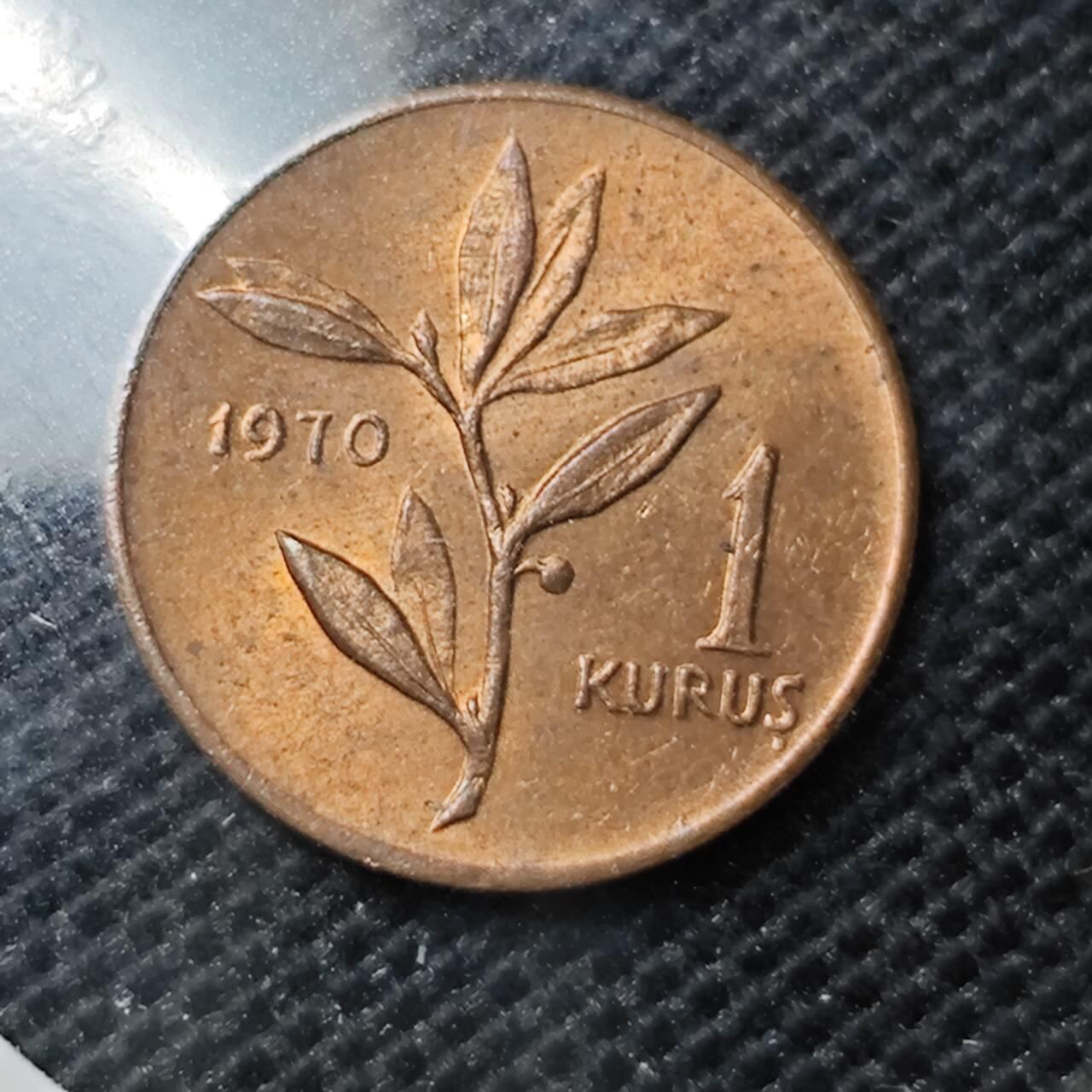 KK钱币收藏小铺 第318期 2月预留时间 周末发货 1970土耳其1库鲁 好品铜币