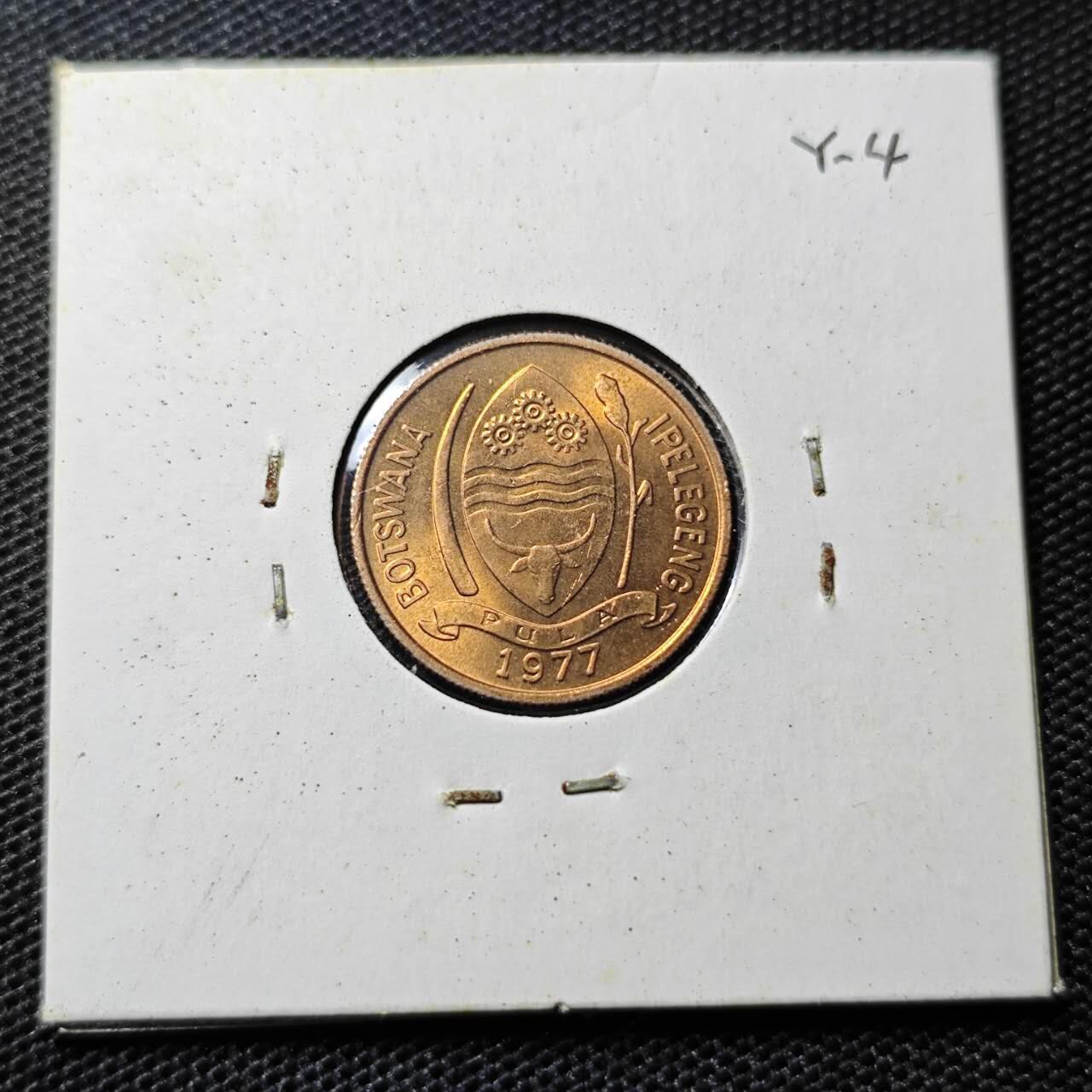 KK钱币收藏小铺 第318期 2月预留时间 周末发货  1977博茨瓦纳5西比 好品铜币