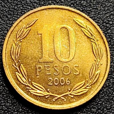 泉币菌-第77场-散币乐园场 智利2006年10比索青铜币 独立战争领袖奥希金斯 21MM