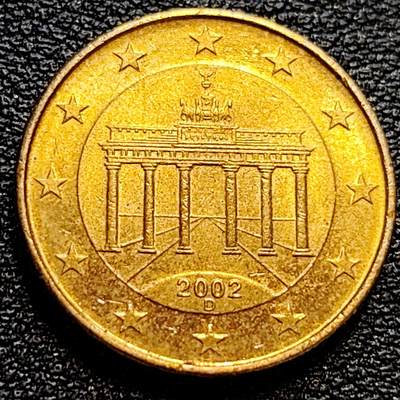 泉币菌-第78场-各国散币场 - 欧元 德国2002年 10欧分合金铜币 勃兰登堡门 地图 A厂标 19.75MM