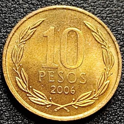 泉币菌-第77场-散币乐园场 智利2006年10比索青铜币 独立战争领袖奥希金斯 21MM 