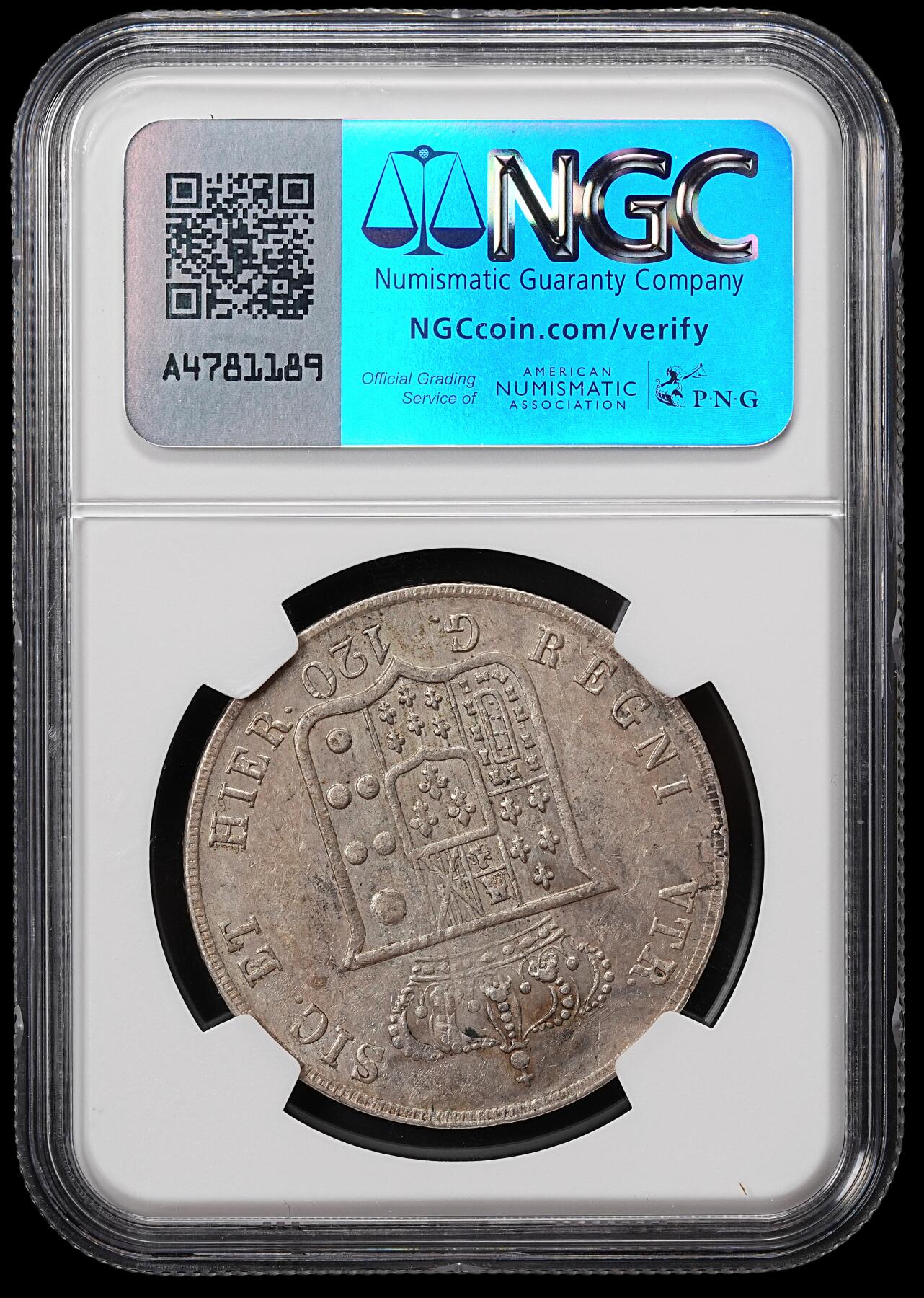 修遠堂世界钱币第八十期 NGC AU58 1856年那不勒斯和西西里王国120G大银币