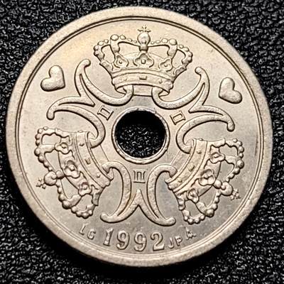 泉币菌-第77场-散币乐园场 丹麦中孔1克朗镍币 