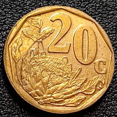 泉币菌-第78场-各国散币场 - 南非 20分镍币 帝王花 24.2mm 非洲钱