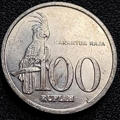 泉币菌-第75场-各国散币场 - 印度尼西亚100卢比铝币 凤头鹦鹉 23mm
