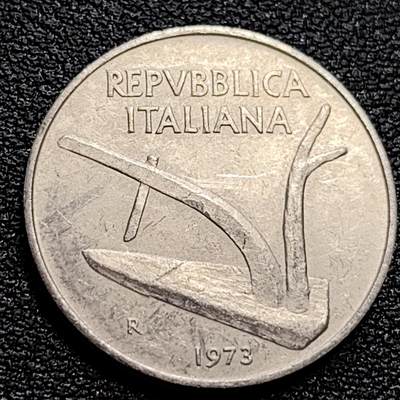 泉币菌-第77场-散币乐园场  1973年 意大利10里拉铝币 麦穗古犁 23.2mm