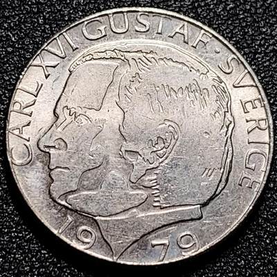 泉币菌-第74场-各国散币场 - 原光美品 瑞典1980年1克朗铜镍币，卡尔十六世·古斯塔夫，25mm