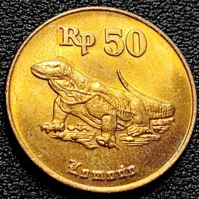 泉币菌-第78场-各国散币场 - 印尼1995年50卢比硬币 科莫多巨蜥  20mm