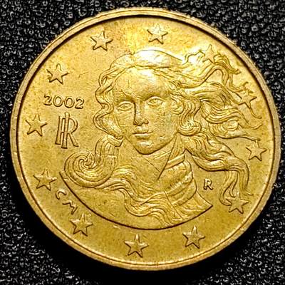 泉币菌-第74场-各国散币场 - 欧元 意大利2002年10欧分铜币 女神维纳斯 19.75MM
