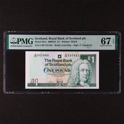 【亘邦集藏】第211期拍卖 - 2000-01年 苏格兰1镑 PMG 67EPQ C/89 747445