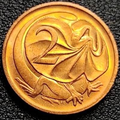 泉币菌-第77场-散币乐园场 美品 1984年 英属澳大利亚2分铜币 伞蜥蜴斗篷蜥 21.5mm