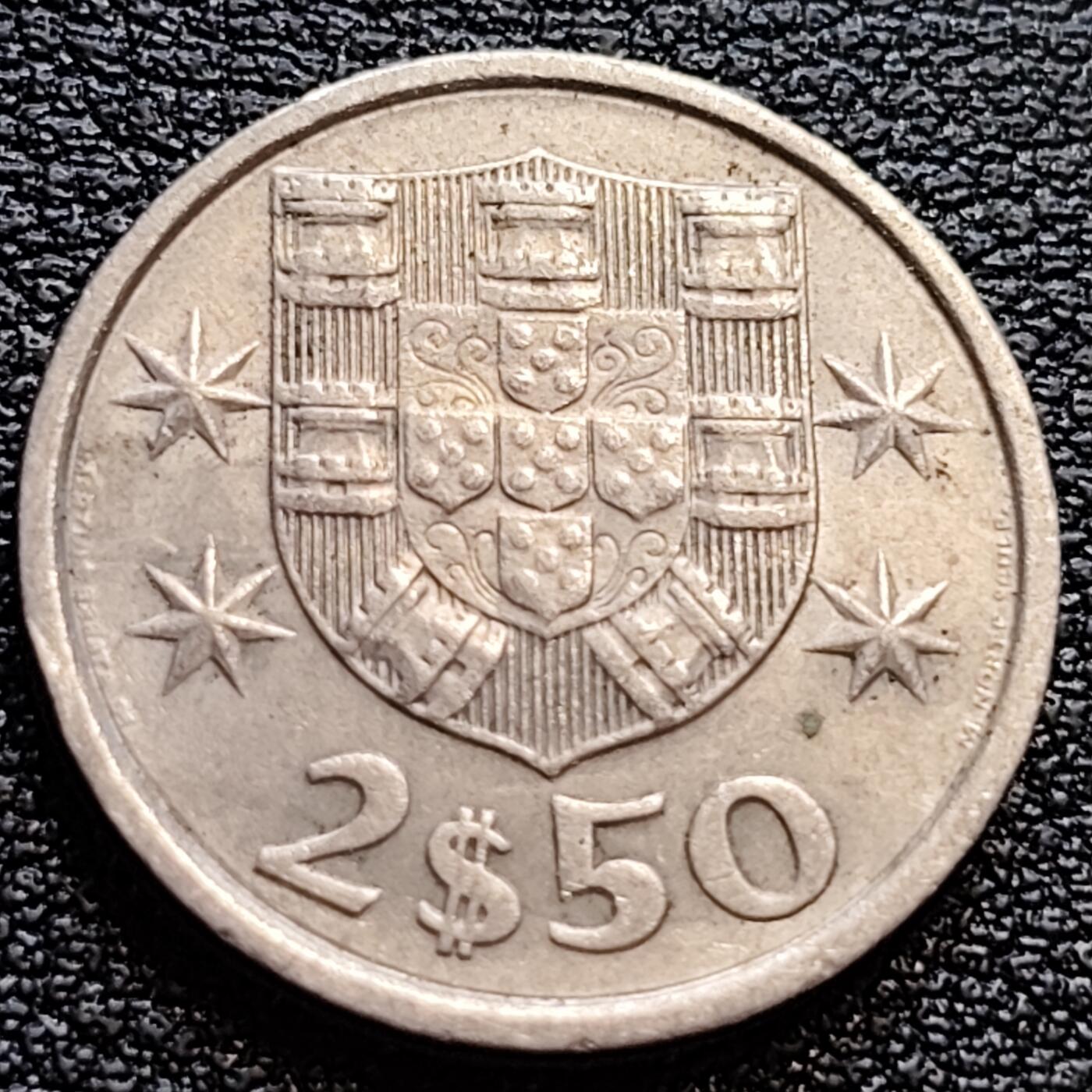 泉币菌-第76场-各国散币场 帆船 葡萄牙2.5埃斯库多硬币 直径20mm 