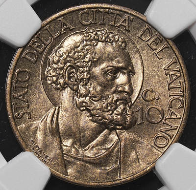 修遠堂世界钱币第八十期 - NGC MS65 1939年梵蒂冈10分铜币