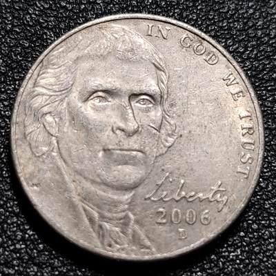 泉币菌-第74场-各国散币场 - 美品 美国2006年5美分D版纪念币 杰斐逊 及 故居蒙蒂塞洛庄园 21mm 