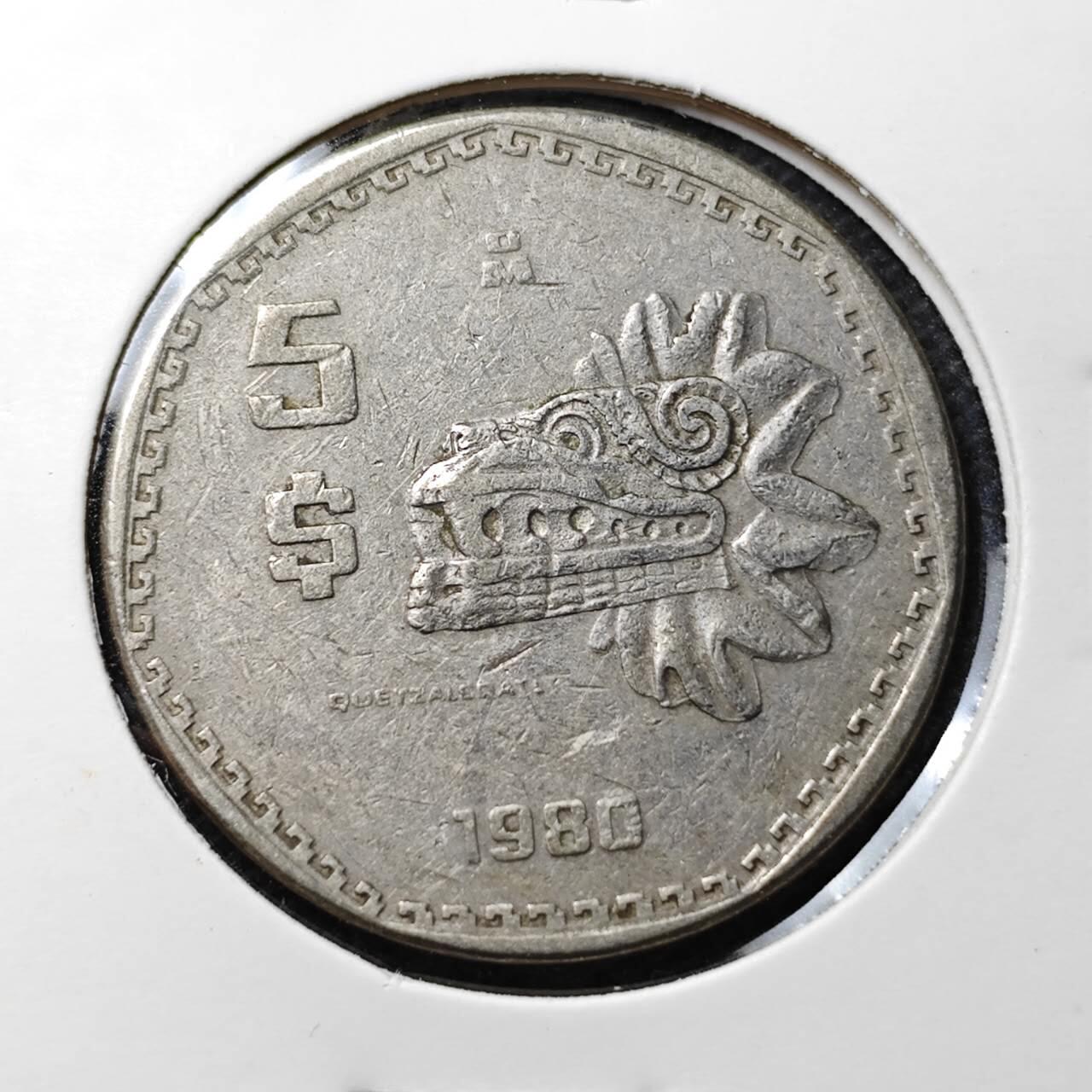 KK钱币收藏小铺 第318期 2月预留时间 周末发货 1980墨西哥5比索 