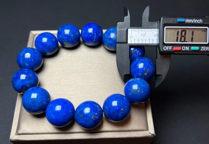 1.8天然老矿青金石手串(20261)规格18mm数量13颗重量122.94g