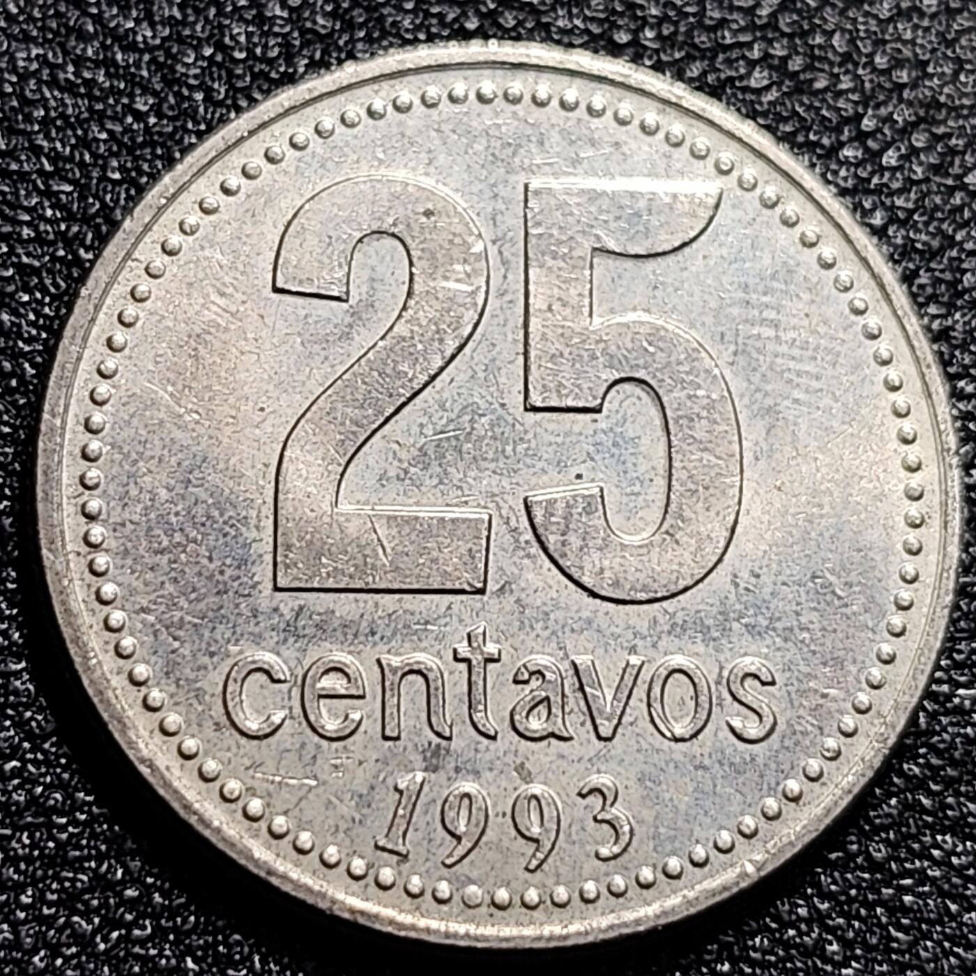 泉币菌-第74场-散币乐园 美品 1993年 阿根廷25分镍币 艾利斯市政厅 24mm