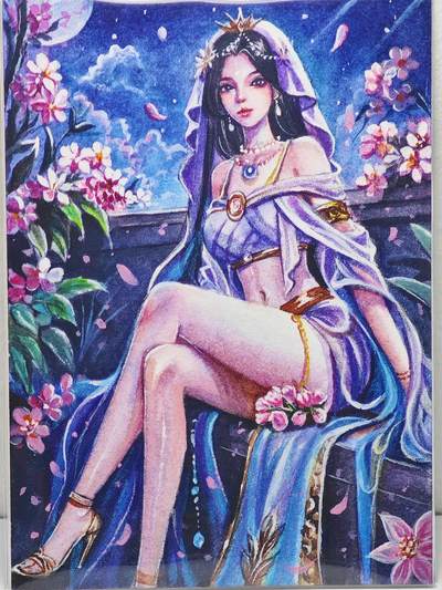白泽拍卖卡牌手绘专场第22期中福卡展专场(离离暑云散，袅袅凉风起) - 2025 国风十二星座手绘卡 双子座  姣亲签