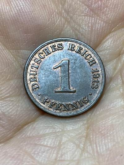 2025年第七十八场(总第一百零四场）外国好品散币(免佣金) - 带光好品–德意志帝国1913年1芬尼(威廉二世时期，长翅鹰，A标柏林造)