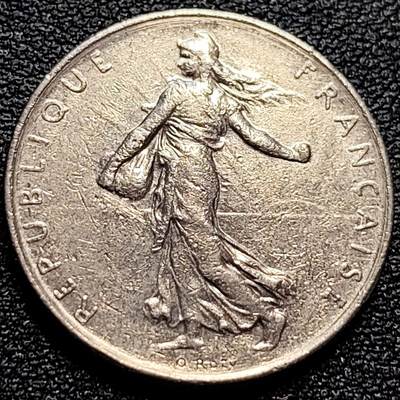 泉币菌-第77场-散币乐园场 法国早期（1977年）1法郎镍币  播种女神 入欧前 末版 绝版币