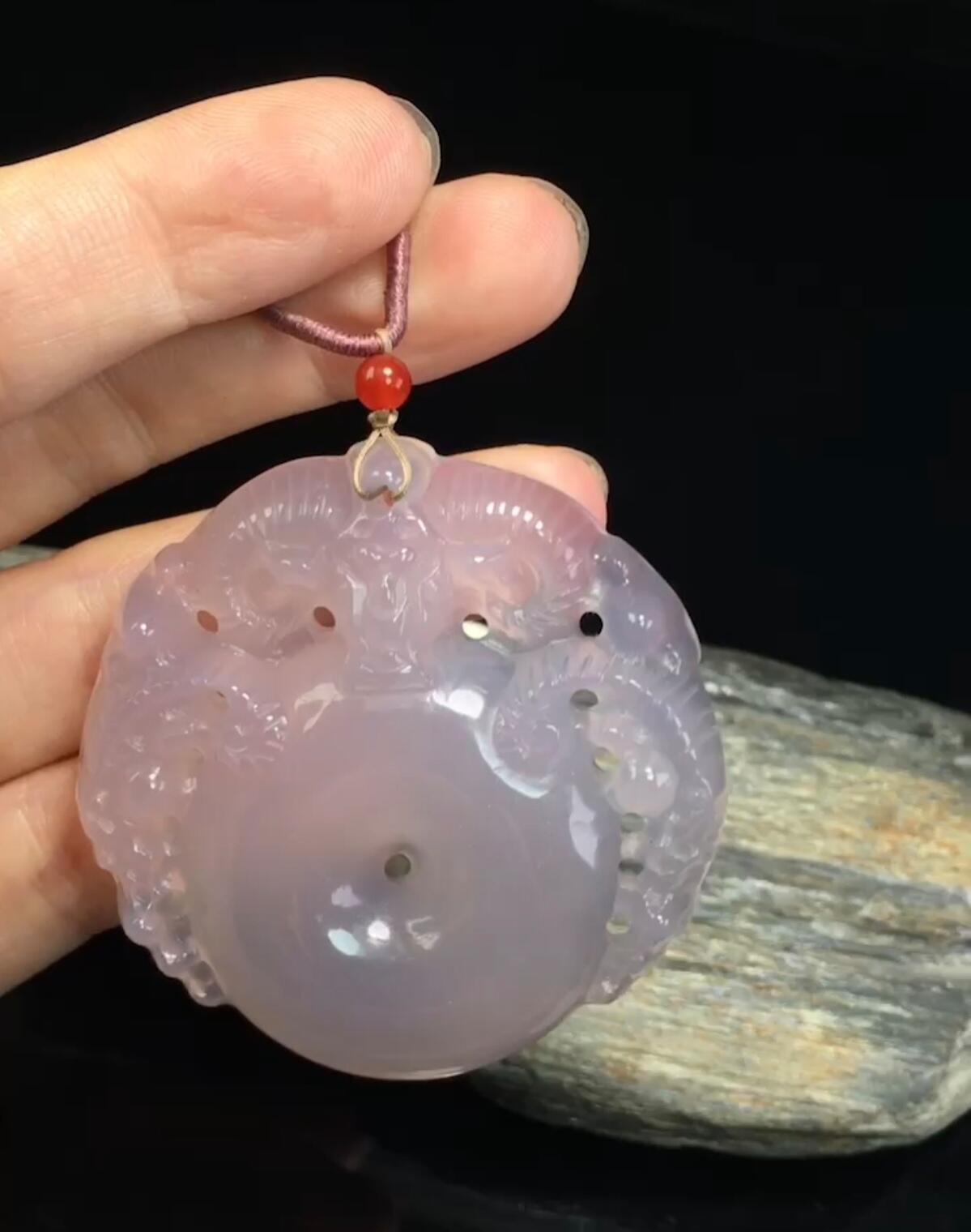 保山蒲缥冰紫三阳开泰平安扣吊坠(31066)尺寸52*52*10mm重量41.6g