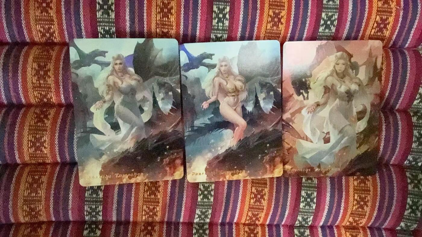 光影卡牌第19期，各家亲签，各家套卡，持续收拍品 燎原美女金彩3张