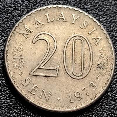 泉币菌-第77场-各国散币场 - 马来西亚1973年20仙 大厦版 铜镍币 23.6mm