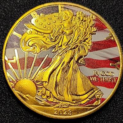 泉币菌-第78场-各国散币场 - 彩色纪念章 美国自由女神 40×2.8mm 纪念品