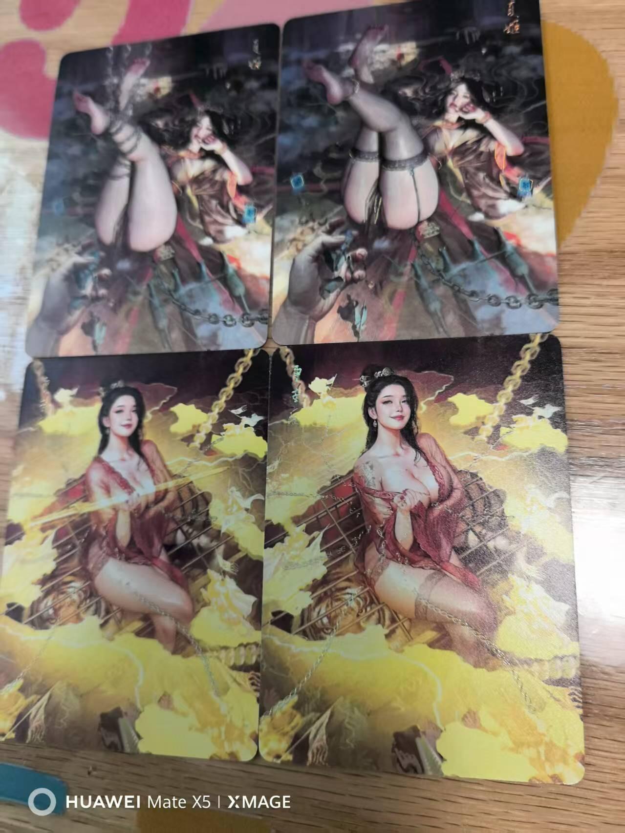 光影卡牌第19期，各家亲签，各家套卡，持续收拍品 焱卡文化燎原人间传刷子老师夏姬+贾南风幻彩双服饰4张