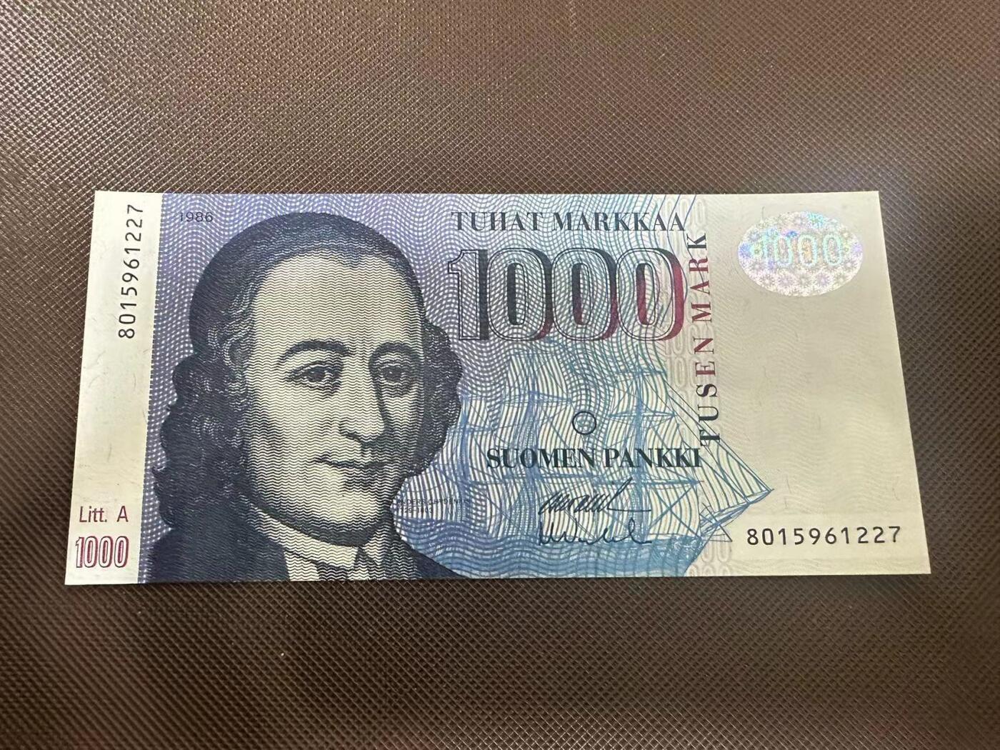 喜羊羊钱币收藏2025第8期(普品场) 芬兰1986年 1000马克 unc