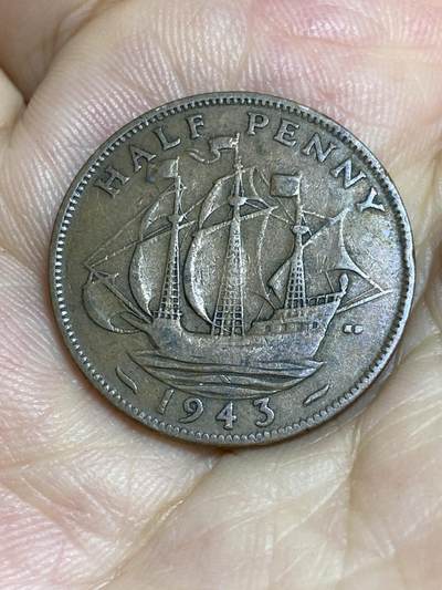 2025年第七十八场(总第一百零四场）外国好品散币(免佣金) - 英国🇬🇧1943年半便士(乔治六世第一版，印度皇帝版)