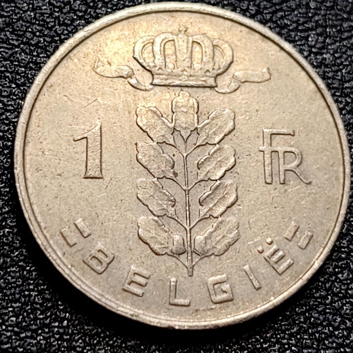泉币菌-第77场-散币乐园场 比利时1963年1法郎铜镍币（佛兰芒文版BELGIË），谷物女神