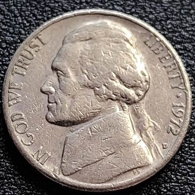 泉币菌-第76场-各国散币场 - 美国1972年5美分纪念币 杰斐逊 及 故居蒙蒂塞洛庄园 21mm 