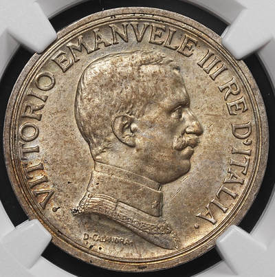 修遠堂世界钱币第八十期 - NGC MS62 1916年意大利马车2里拉银币