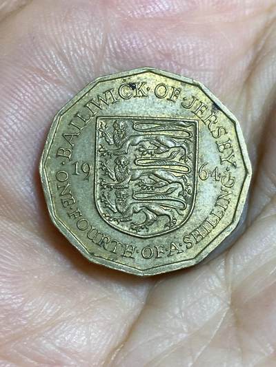 2025年第七十八场(总第一百零四场）外国好品散币(免佣金) - 泽西岛🇯🇪1964单年份1/4先令(等值3便士，伊丽莎白二世青年带冠，第二版)