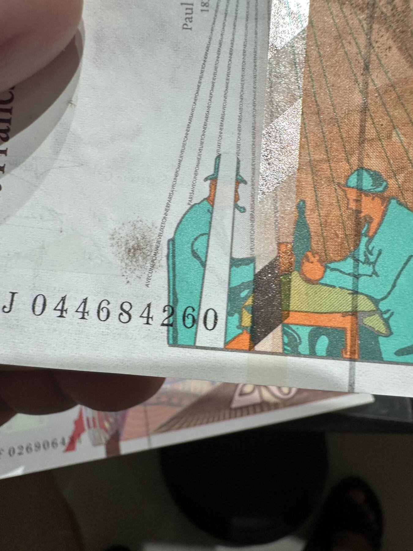 《外钞收藏家》第五百五十五期（本期有精品评级币、丰富裸币套币）（本平台长期征集拍品、欢迎藏友们联系合作） 1996年和1998年法国末版100法郎保罗塞尚+200法郎埃菲尔	UNC 荧光轻微瑕疵 100有点油墨印