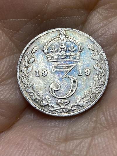 2025年第七十八场(总第一百零四场）外国好品散币(免佣金) - 英国🇬🇧1919年3便士银币(乔治五世第一版，925高银)