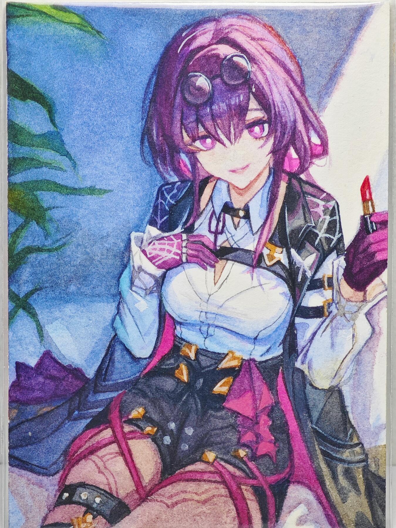 白泽拍卖卡牌手绘专场第22期中福卡展专场(离离暑云散，袅袅凉风起) 2025 黑石手绘卡 潮流唇锋  望云山亲签