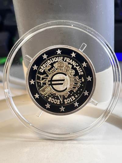 第170期拍卖【长期征集拍品】 - 法国2012年货币欧圆发行10周年2欧精制双金属币