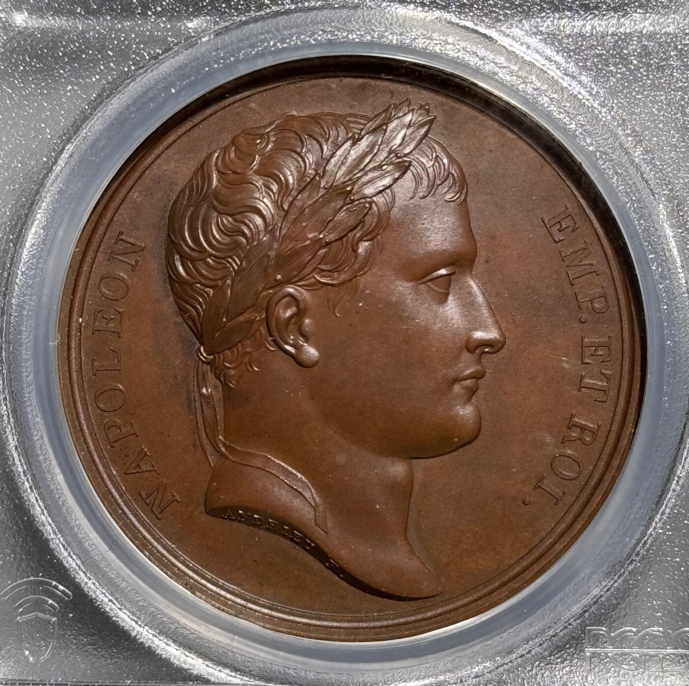 法国1810年拿破仑一世原铸铜章 PCGS SP65冠军分