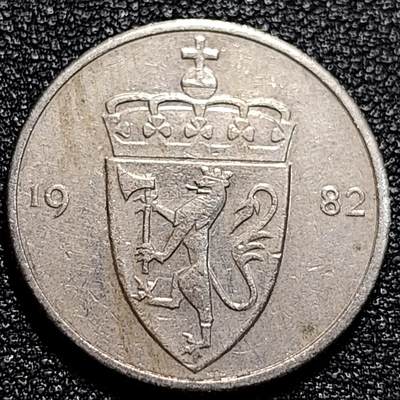 泉币菌-第74场-各国散币场 - 挪威1982年 50欧尔硬币 奥拉夫五世 22mm