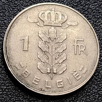 泉币菌-第76场-各国散币场 - 比利时1965年1法郎铜镍币（佛兰芒文版BELGIË），谷物女神