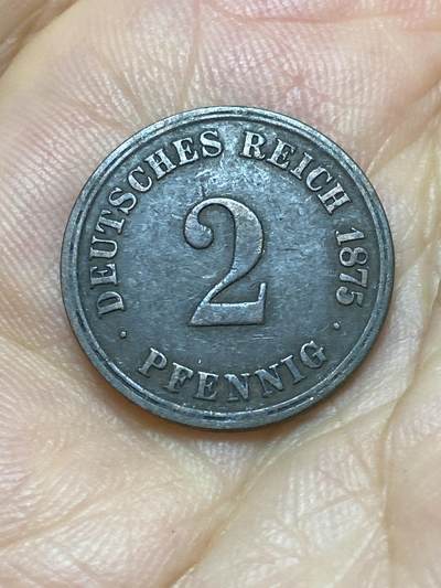 2025年第七十八场(总第一百零四场）外国好品散币(免佣金) - 德意志帝国1875年2芬尼(威廉一世时期，短翅鹰，J标汉堡造)