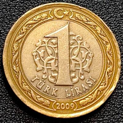 泉币菌-第78场-各国散币场 - 土耳其1里拉双色币 凯末尔总统 26mm